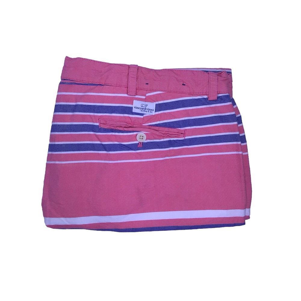 Vineyard Vines Club Short Men's Size 42 Pink Striped‎ Khaki Chino Flat Front